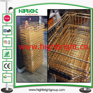 Golden Steel Wire Shopping Basket for Cosmetic Store